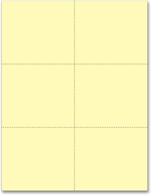 Laser Printer Blank Perforated Cards - 6000 Canary Cards