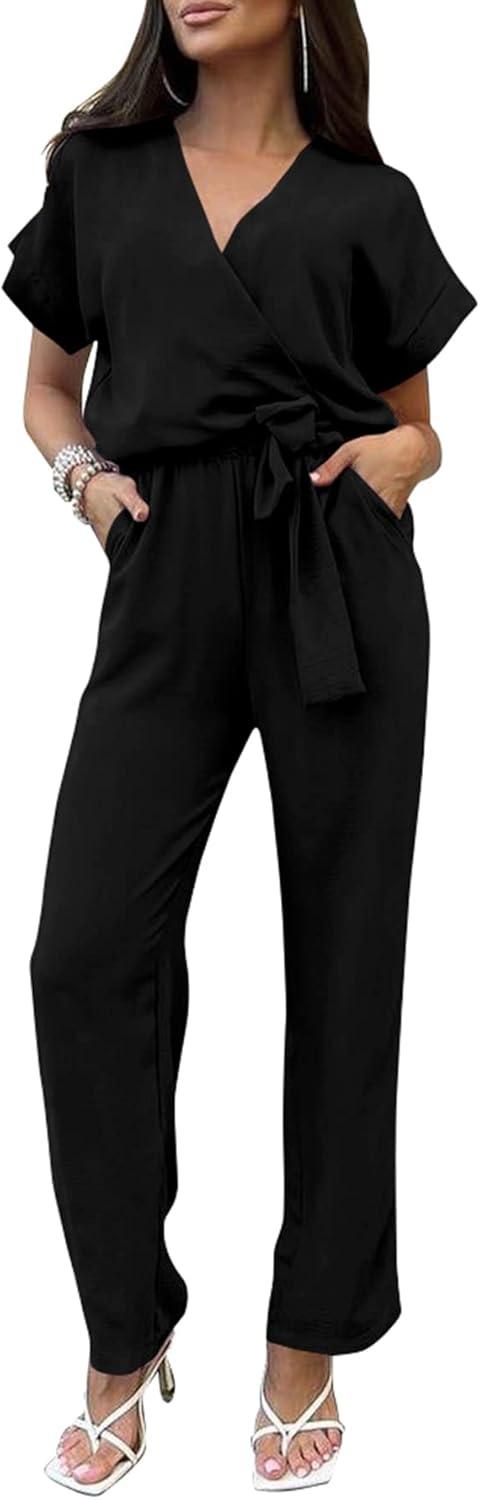 Stylish Women's Summer One Piece Jumpsuit with Belted Design