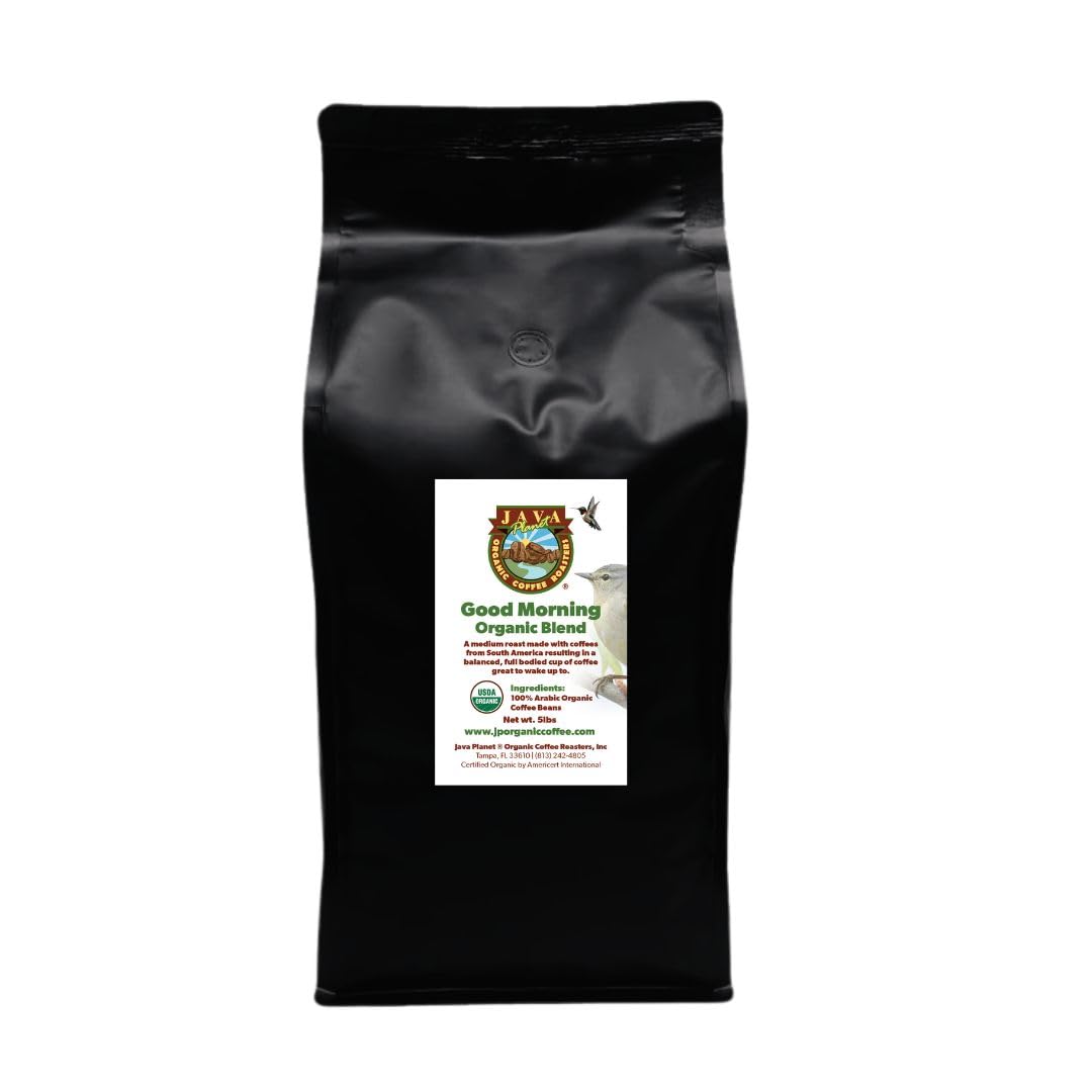 Low Acid Organic Coffee Whole Bean Good Morning Blend 5LB Bag