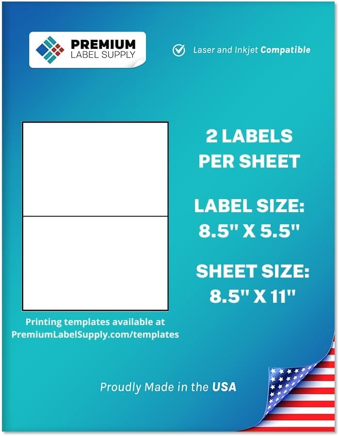 Premium Label Supply White Half Sheet Labels for Multiple Uses
