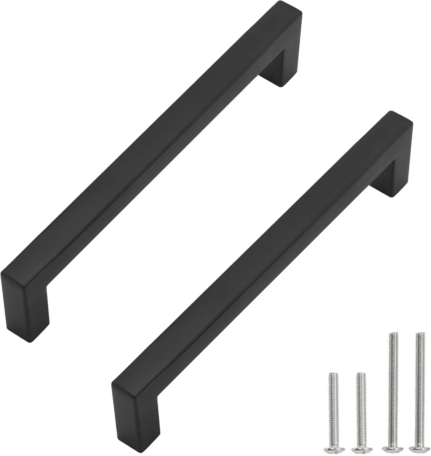 Matte Black Cabinet Handles 7-1/2 Inch Square Drawer Pulls