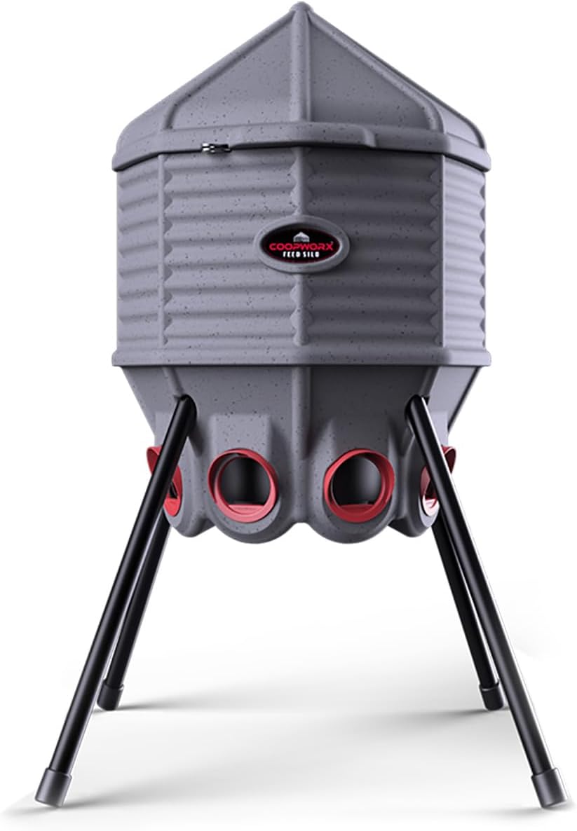 Poultry Feeder with 80 lb Capacity and Adjustable Height Design