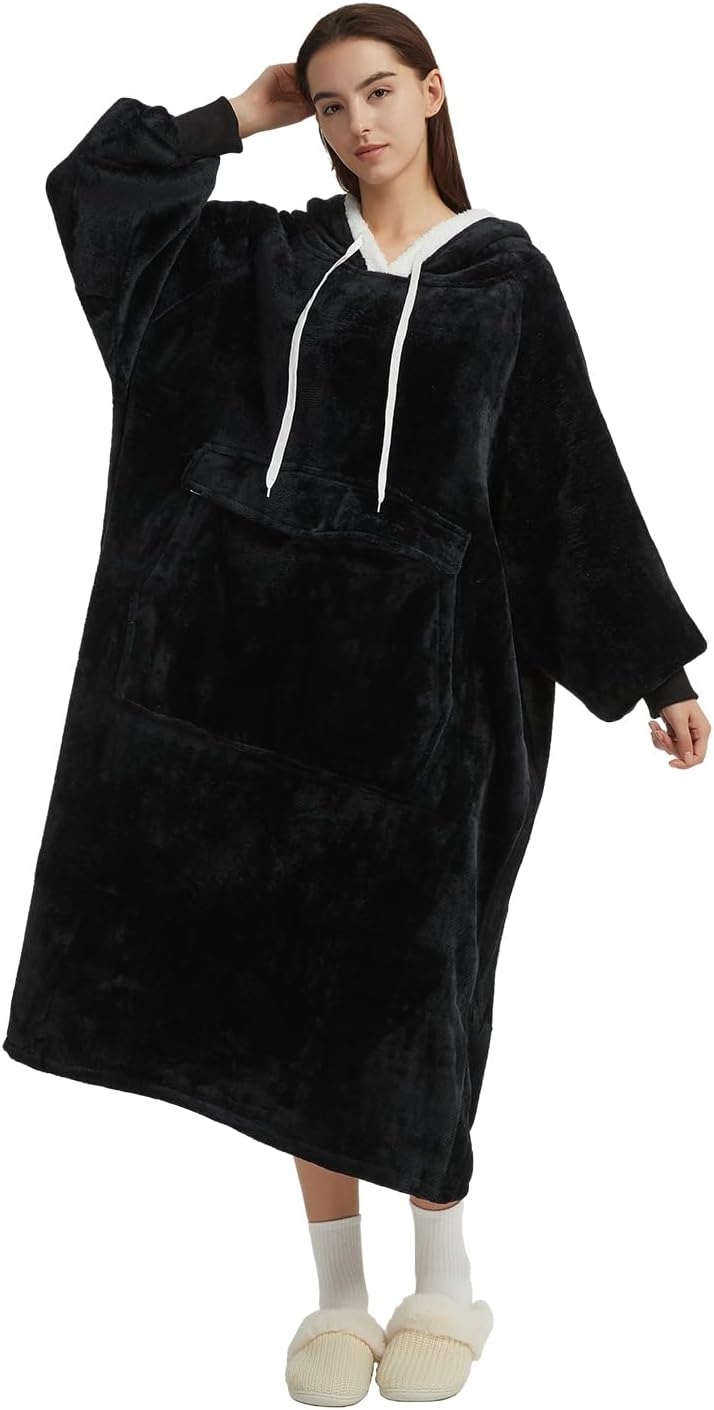 Qeils Wearable Blanket Hoodie for Women - Comfy Sherpa Sweatshirt