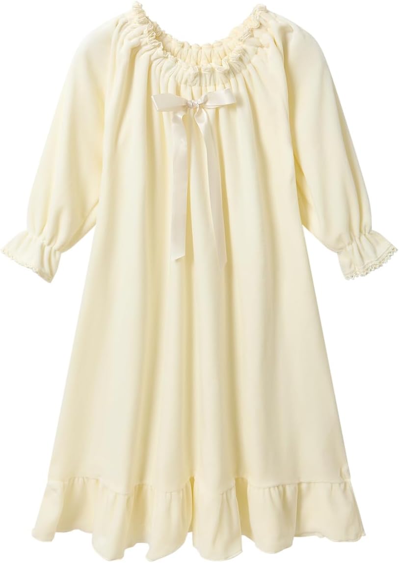 Girls Flannel Dress for Winter: Elegant Long Sleeve Gown