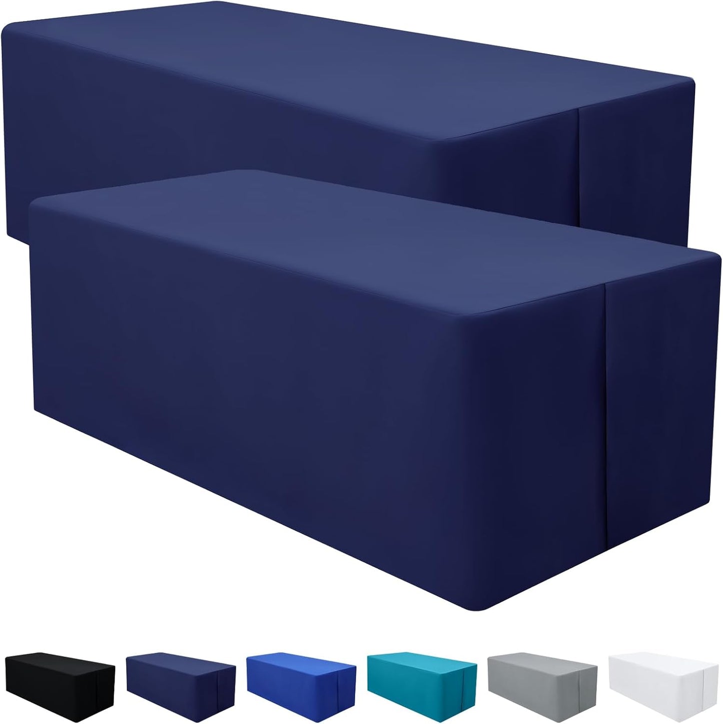 Rectangle Fitted Tablecloth for 8 Foot Tables, Navy Blue