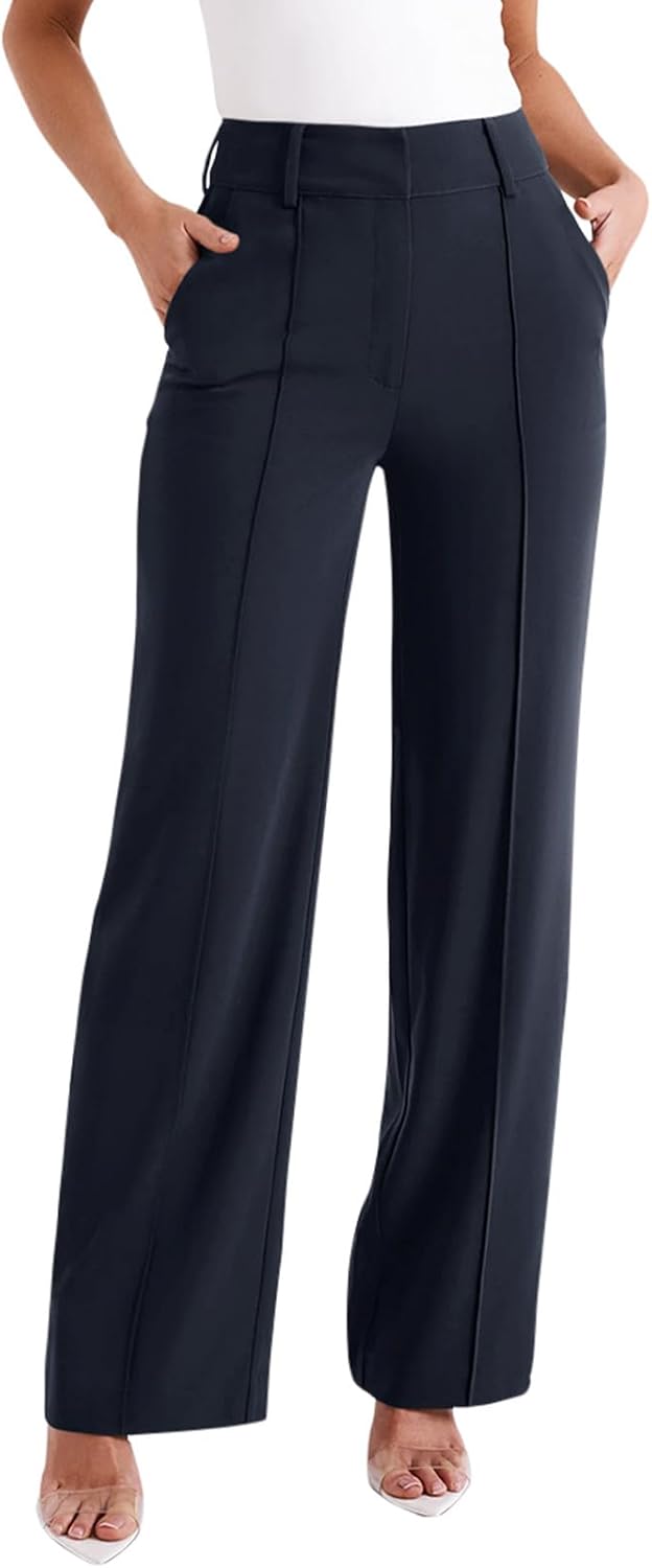 NIMIN High Waisted Work Pants for Women - Stylish Wide Leg Trousers