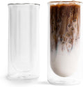 FLUR Iced Coffee Glasses Set of 2 - Double-Walled Floating Effect