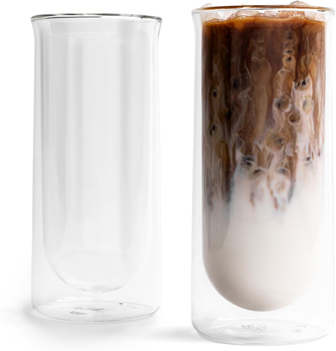 FLUR Iced Coffee Glasses Set of 2 for Perfect Cold Brew Drinks
