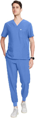 Louis Scrubs Set for Men - Classic V-Neck Top & Jogger Pants