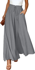 Women's Wide Leg Casual Pants with Elastic Waist by Dokotoo