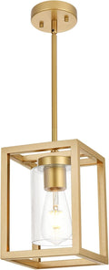 VINLUZ 1-Light Rustic Chandelier in Gold Finish - Modern Industrial