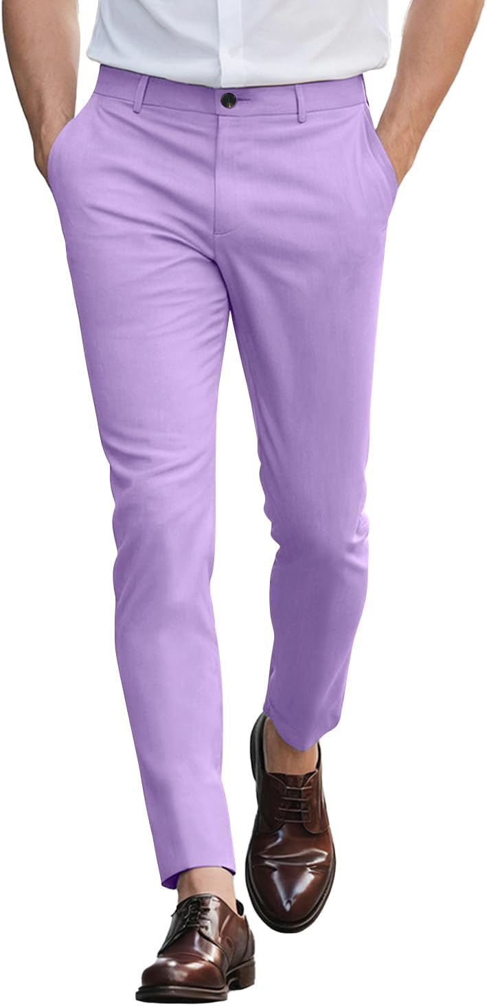 GINGTTO Mens Dress Pants Slim Fit Stretch Chino for Work & Casual