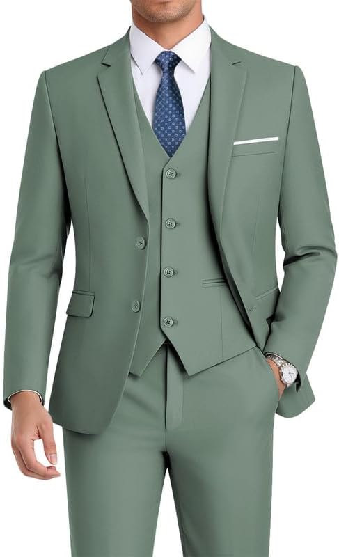 WEEN CHARM Men's Slim Fit 3-Piece Tuxedo for Any Occasion