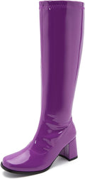 LIURUIJIA Women's Gogo Boots Knee High Square Toe 60s Disco