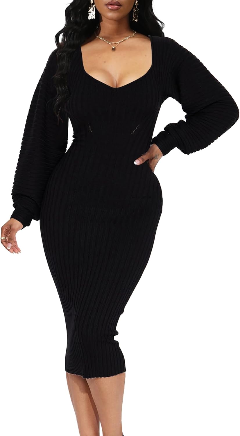 Sweater Dresses for Women Casual Off Shoulder Long Sleeve Knit