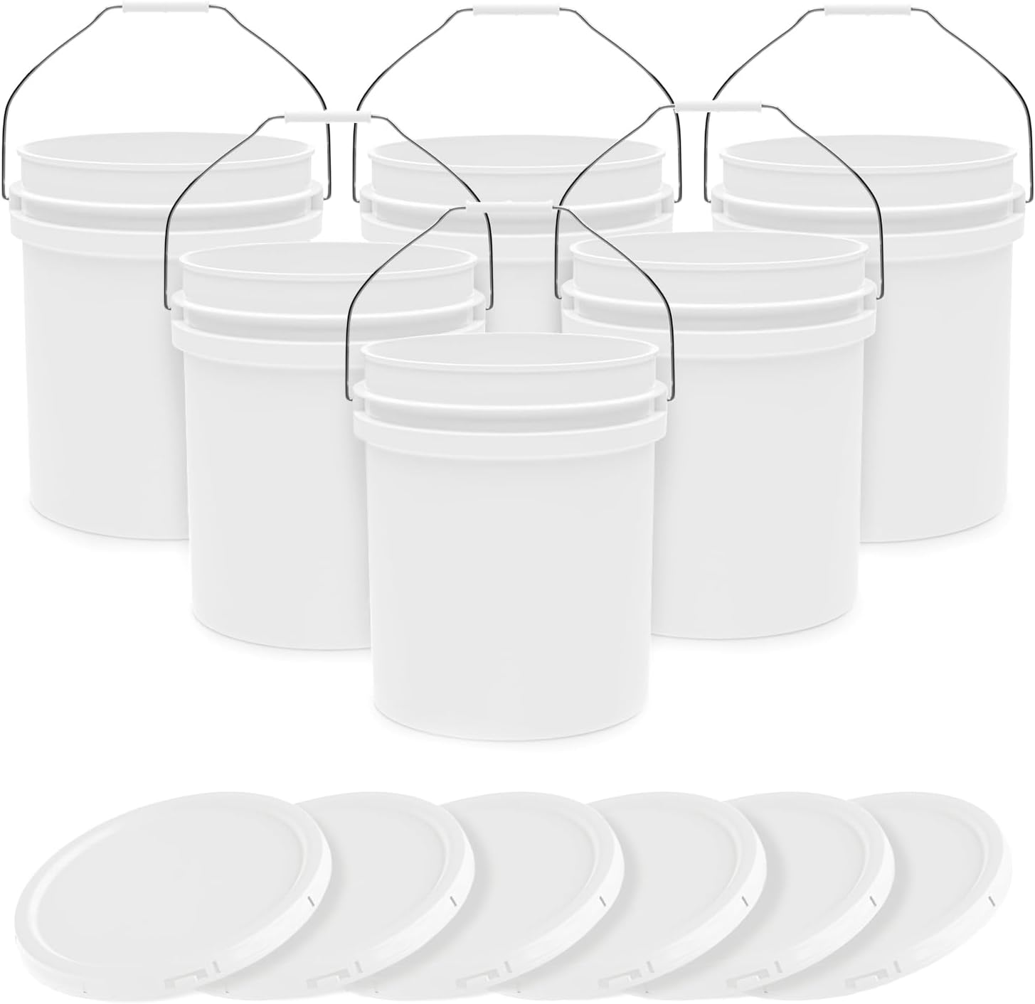 5-Gallon White Bucket Pail Container with Lid for Multi-Use