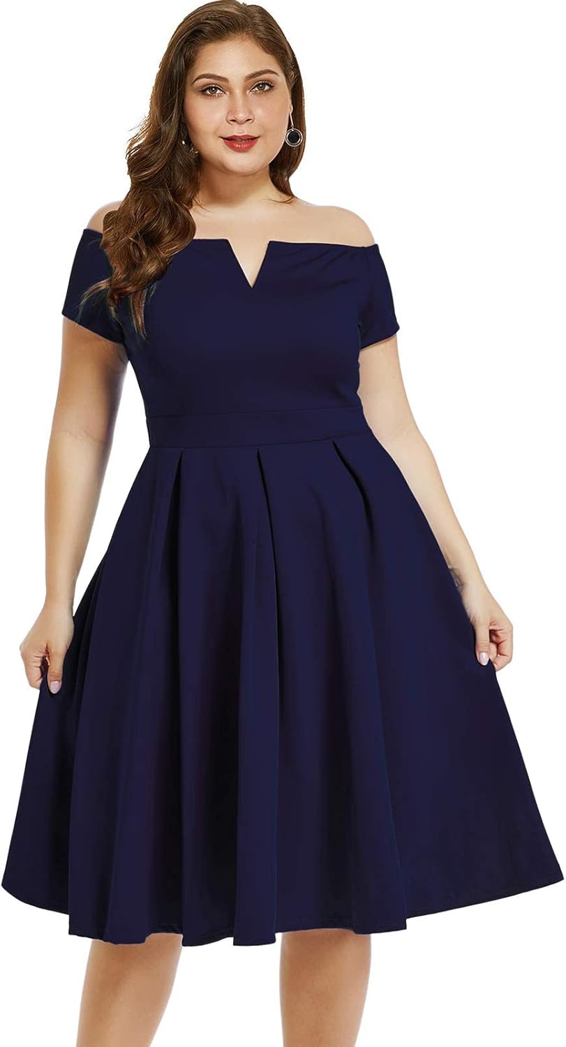 LALAGEN Women's Plus Size Vintage 1950s Party Cocktail Dress