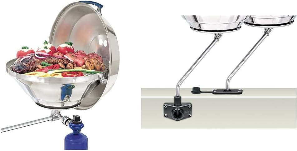 Magma Marine Kettle Gas Grill Bundle with Scotty Socket Holder