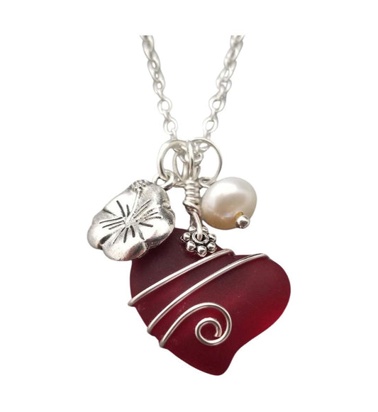 Yinahawaii Handmade Sea Glass Necklace - Unique Ocean Jewelry