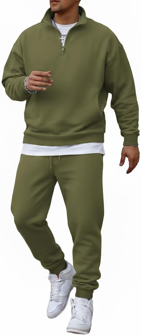 COOFANDY 2 Piece Set for Men Casual 1/4 Zip Track Suits