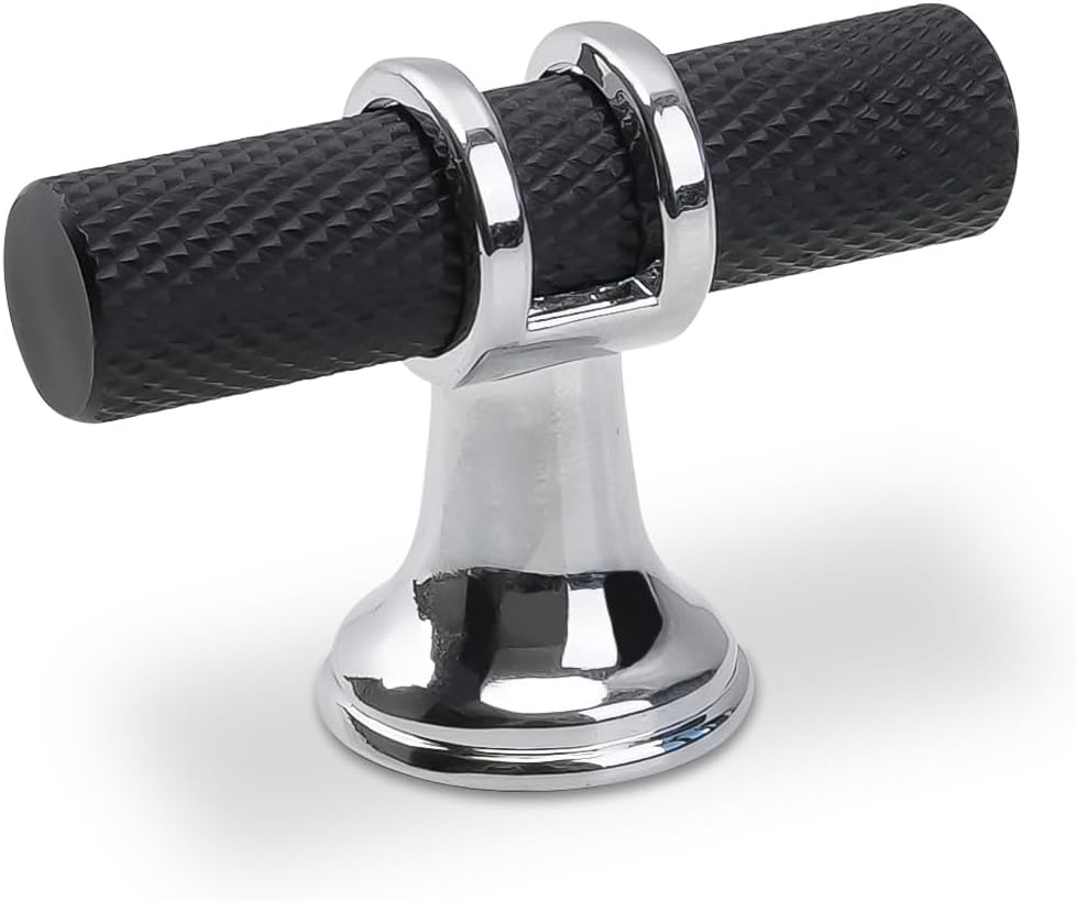 20 Pack Cabinet Knobs in Matte Black and Polished Chrome Finish