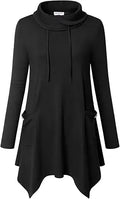 Bulotus Women's Cowl Neck Asymmetrical Tunic Top - Flattering Fit
