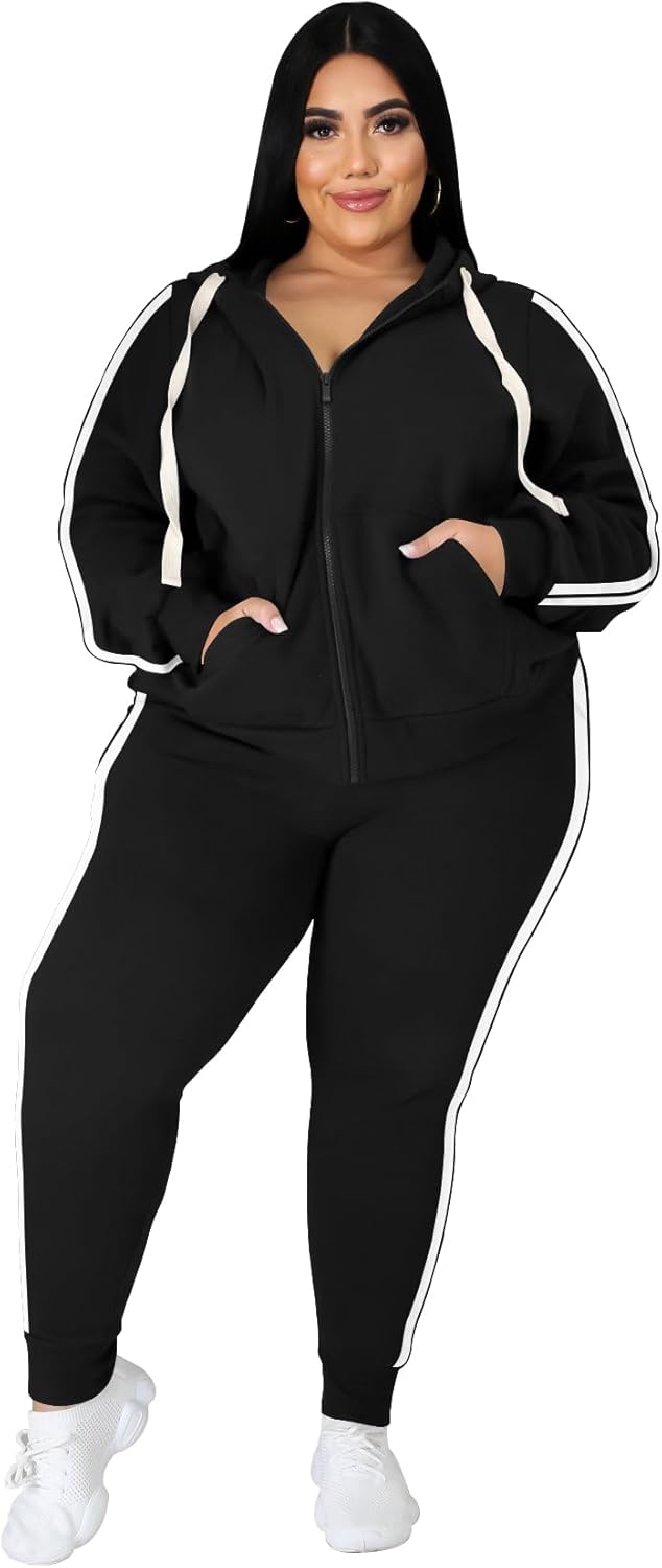 Plus Size Two Piece Outfits for Women - Comfy Jogging Suit