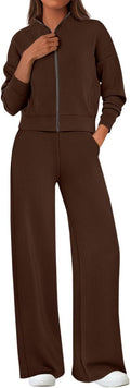 Women's 2 Piece Outfits Sweatshirt & Wide Leg Sweatpants - Cozy Fall