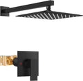 Airuida 10 in Matte Black Shower Faucet Set - Rainfall Trim Kit