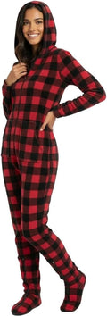 Onesie Pajamas for Women Red Black Buffalo Check - Size Large