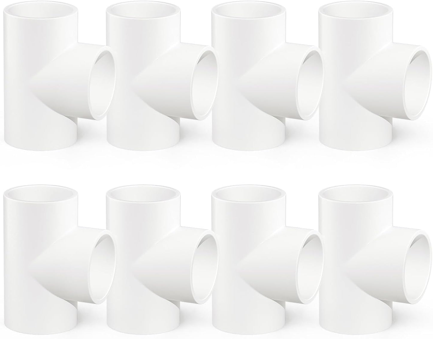 GASHER 8PCS PVC Pipe Fitting 2in Tee for Home or Industrial Use