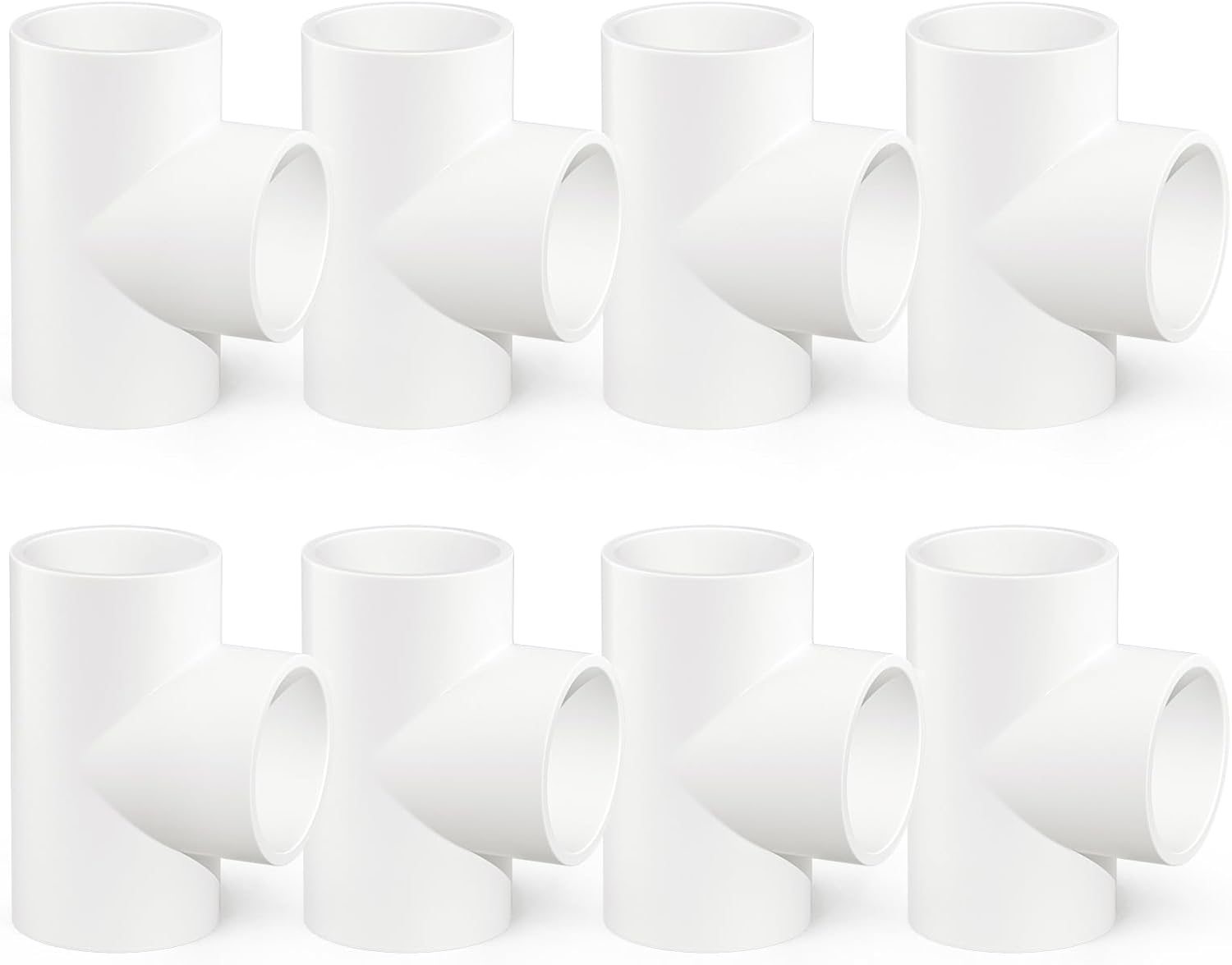 GASHER 8PCS PVC Pipe Fitting 2in Tee for Home or Industrial Use