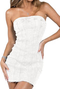 Fronage Women's Strapless Denim Bodycon Mini Dress - Sexy Y2K Style