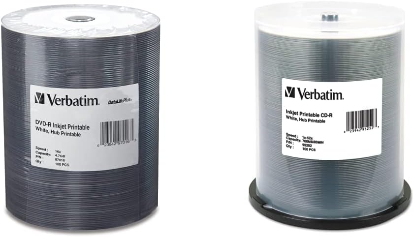 Verbatim DVD-R 4.7GB 16X DataLifePlus Printable Discs 100pk