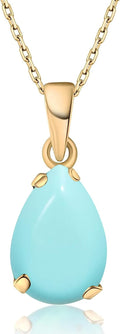 14K Gold Plated Gemstone Teardrop Necklace - Dainty Everyday Piece