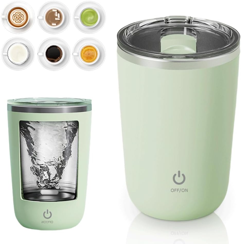 Rechargeable Self Stirring Coffee Mug, 350ml, Green