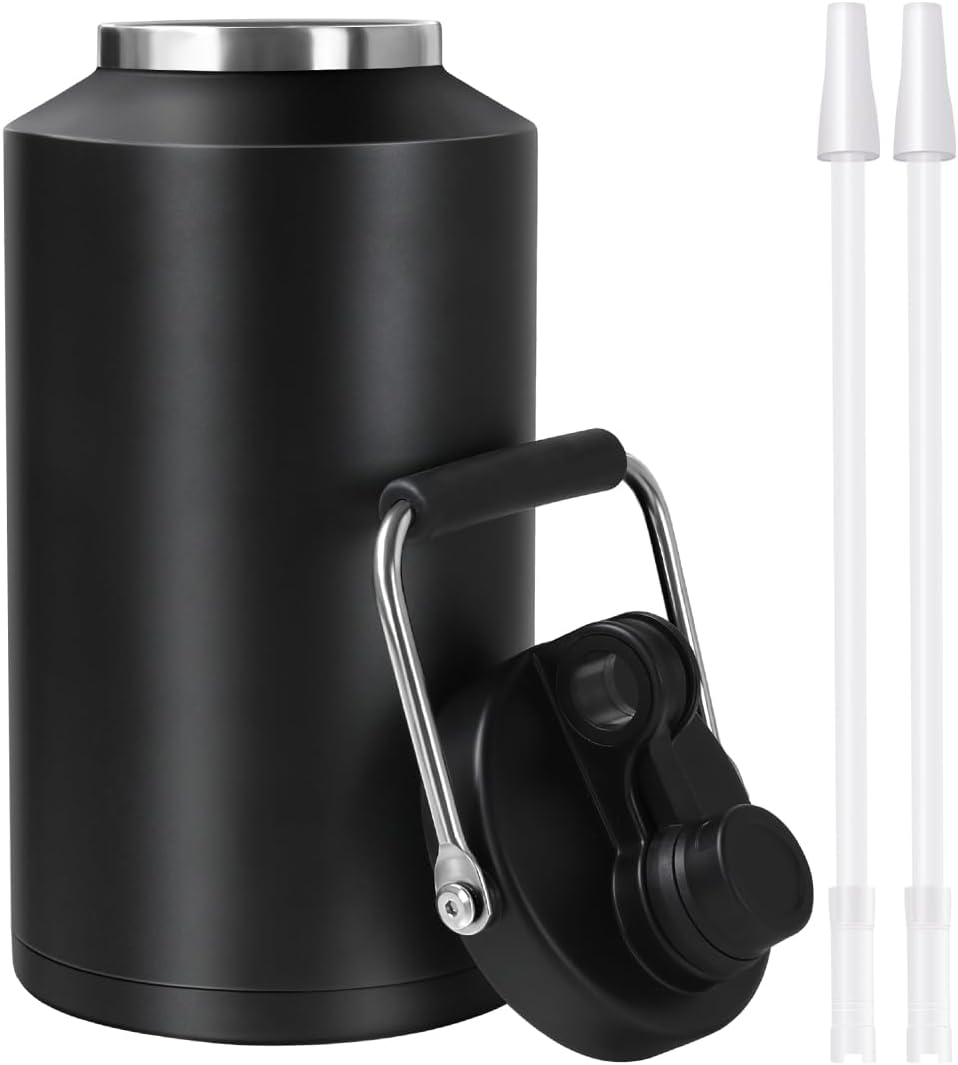 Insulated Water Bottle with Straw - 1 Gallon Jug for Hydration