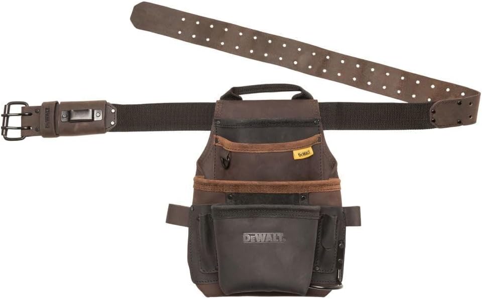 DEWALT Leather Pouch W/Belt for Ultimate Tool Organization