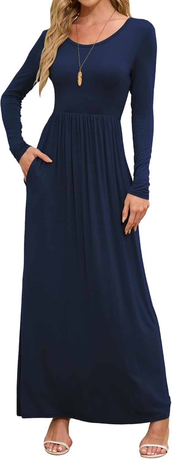 DEARCASE Women's Maxi Dress with Pockets for Casual Wear