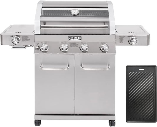 Monument Grills 4-Burner Propane Gas Grill with Infrared Side Burners