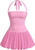SOLY HUX Women's Bubble Mini Dress Y2K Halter Backless (Style 4CQY)