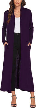 Women Floor Length Open Front Cardigan Maxi Duster - Lightweight