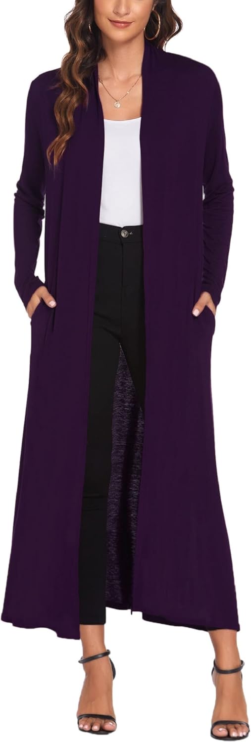 Stylish Floor Length Open Front Cardigan for Women by Bluetime
