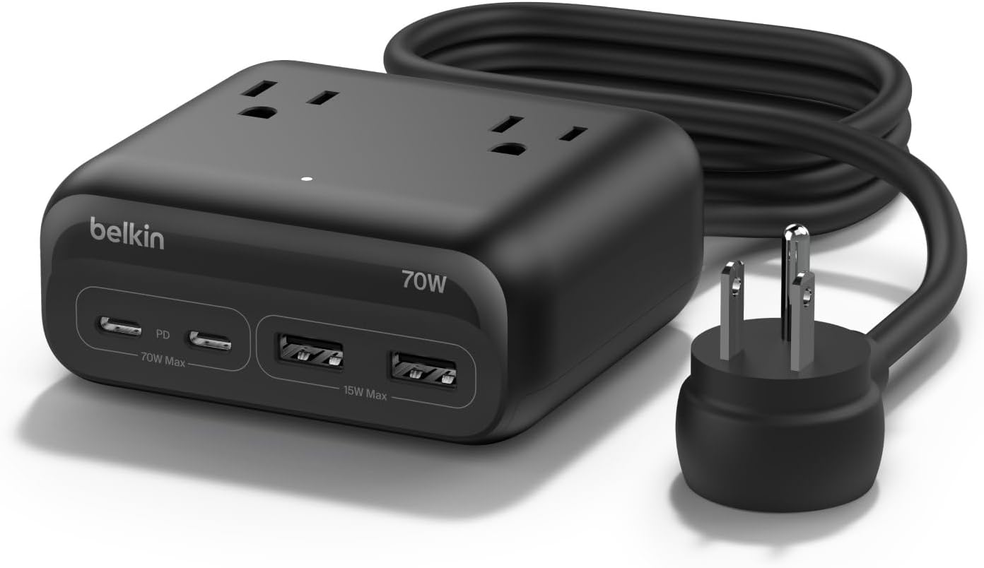 Belkin GaN Charging Station 70W: 7-in-1 Power Strip for Devices