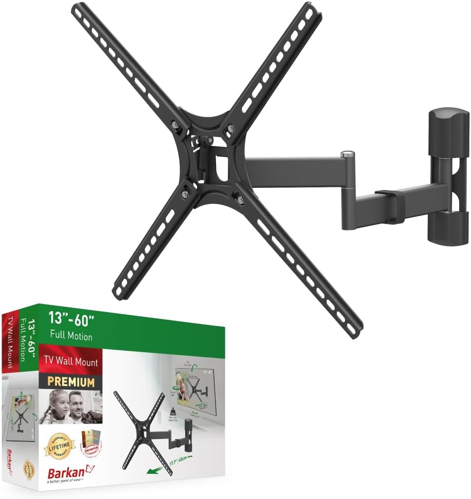 Barkan TV Wall Mount for 13-60 inch Screens - Full Motion Design