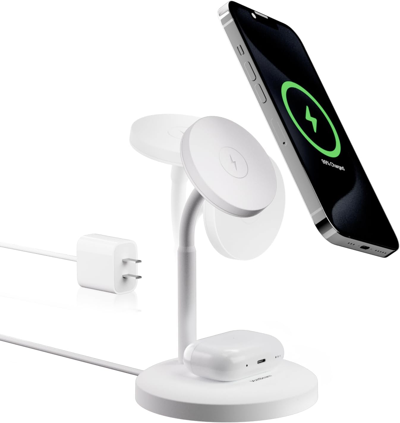 Qi2 15W Fast Charger Stand | MagSafe Compatible | 2-in-1 Dual Dock