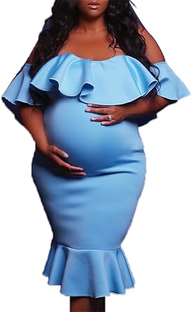 Off The Shoulder Maternity Dress for Elegant Baby Showers