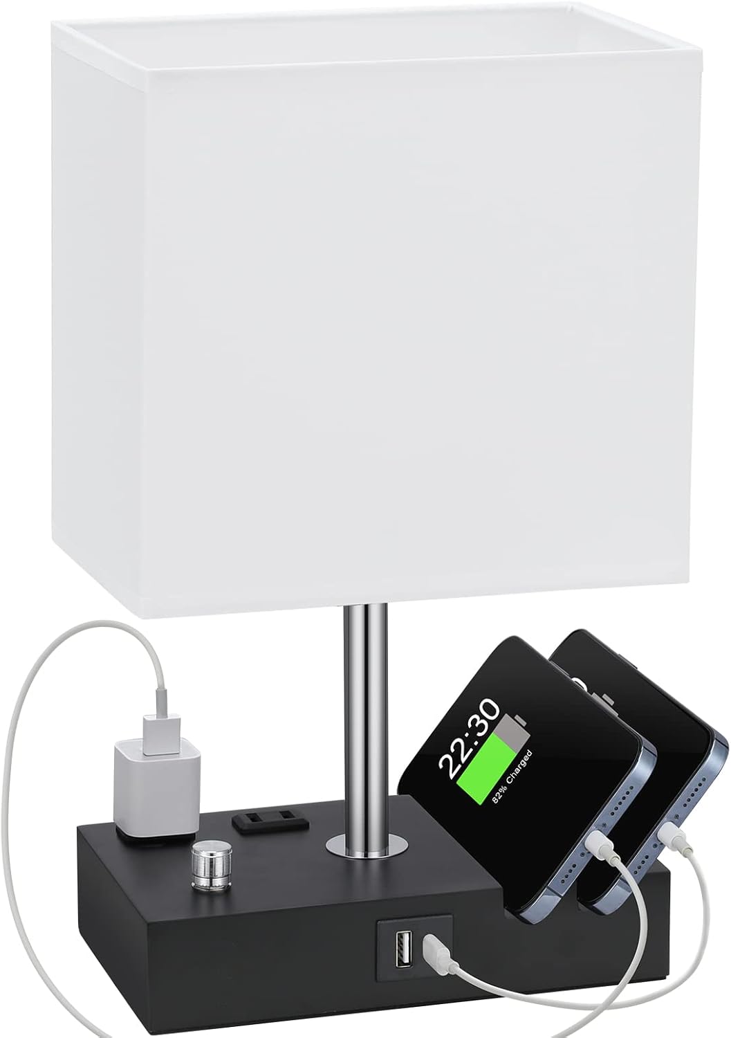 Kakanuo Table Lamp with USB Ports and Dimmable Brightness