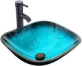 eclife 16.5ft Turquoise Tempered Glass Vessel Sink - Modern Vanity