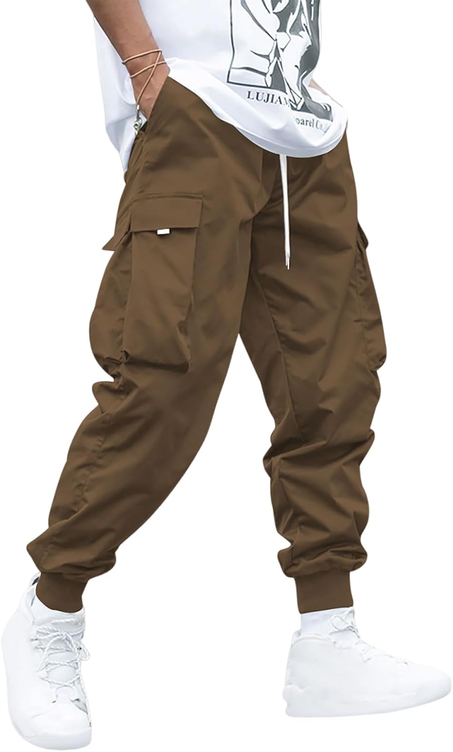 ZAFUL Men's Streetwear Cargo Pants with Flap Pockets & Drawstring